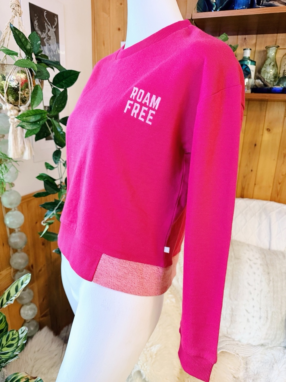 Roxy Roam Free Pink Crewneck Sweatshirt XS EUC